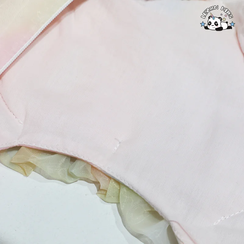 LEZONKIDS - Vestido de Princesa com Manga de Bolha Cor de Arco-Íris para Meninas, Roupas de Desempenho Infantil Doce